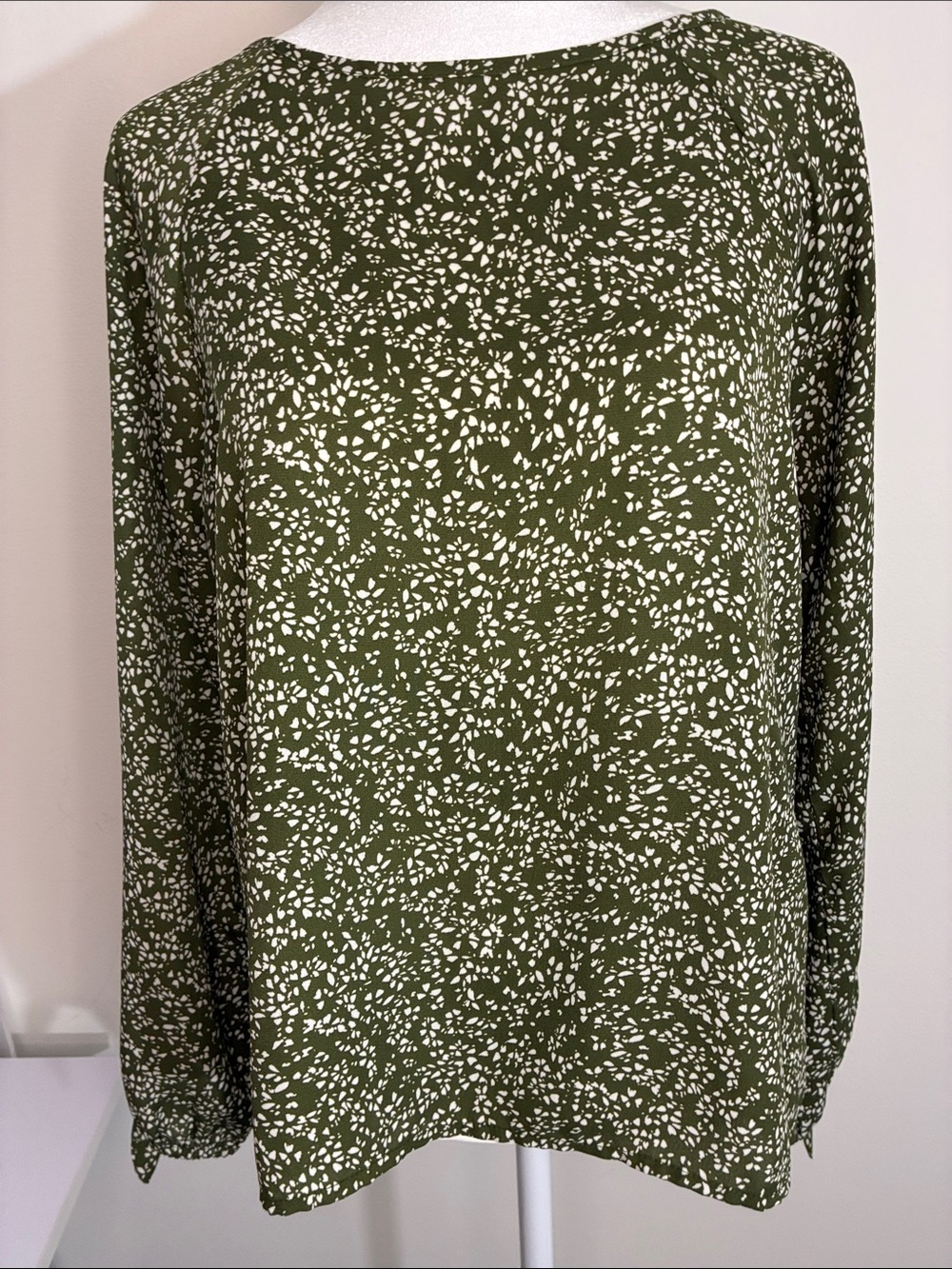 Papermoon Olive Green Long Sleeve Printed Blouse S